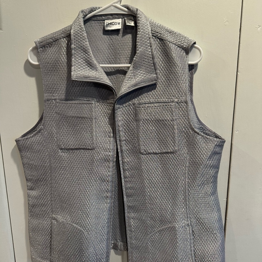 Chico's Gray Quilted Women's Vest - Picture 2 of 5